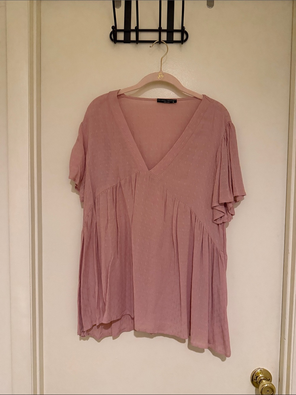 Final Touch Dusty Rose V-Neck Flutter Sleeve Tunic
